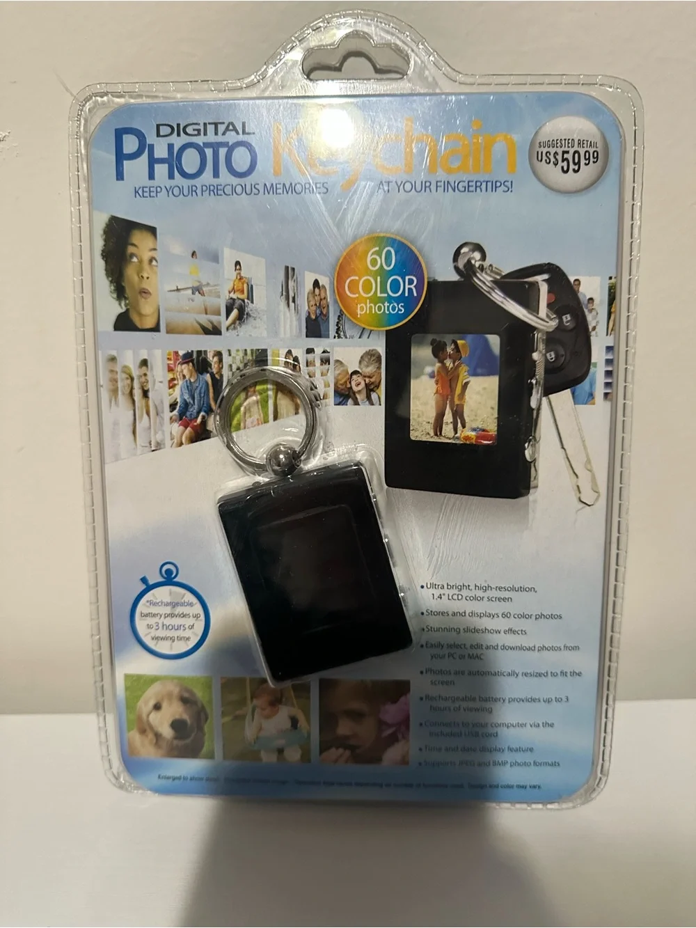 Source Unknown Black Digital Photo Keychain